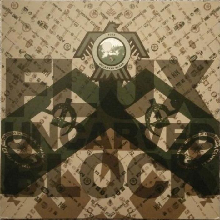 Flux : uncarved Block LP KAYTETTY. Kunto EX. Experimental Dub/Tribal/Rock-hommaa, kylla TOIMII!